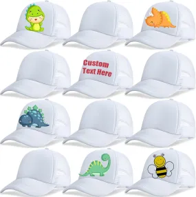 12 Pack Trucker Hat for Kids Summer Polyester Mesh Cap Adjustable Sublimation Blank Hats Baseball Caps for Outdoor