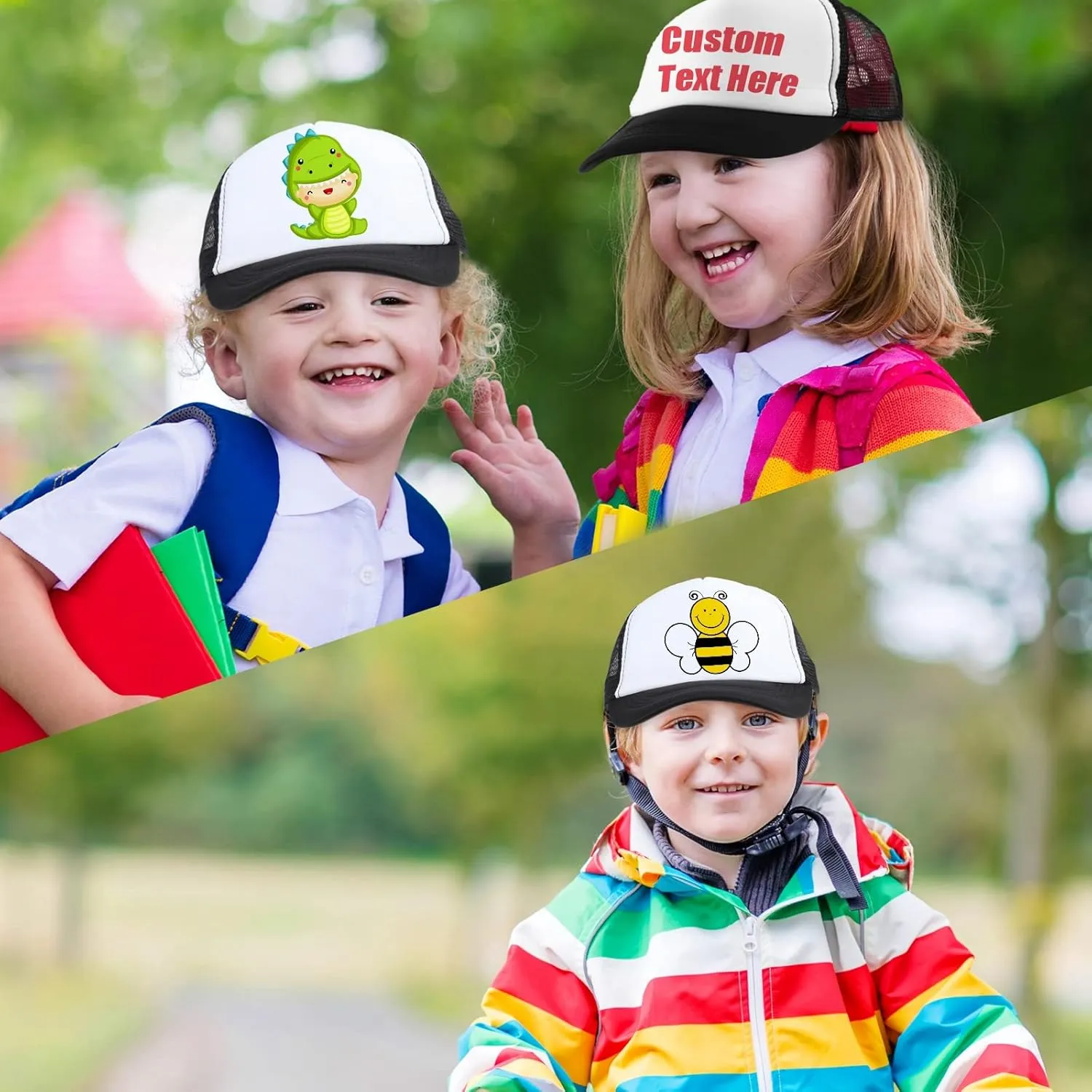 12 Pack Trucker Hat for Kids Summer Polyester Mesh Cap Adjustable Sublimation Blank Hats Baseball Caps for Outdoor