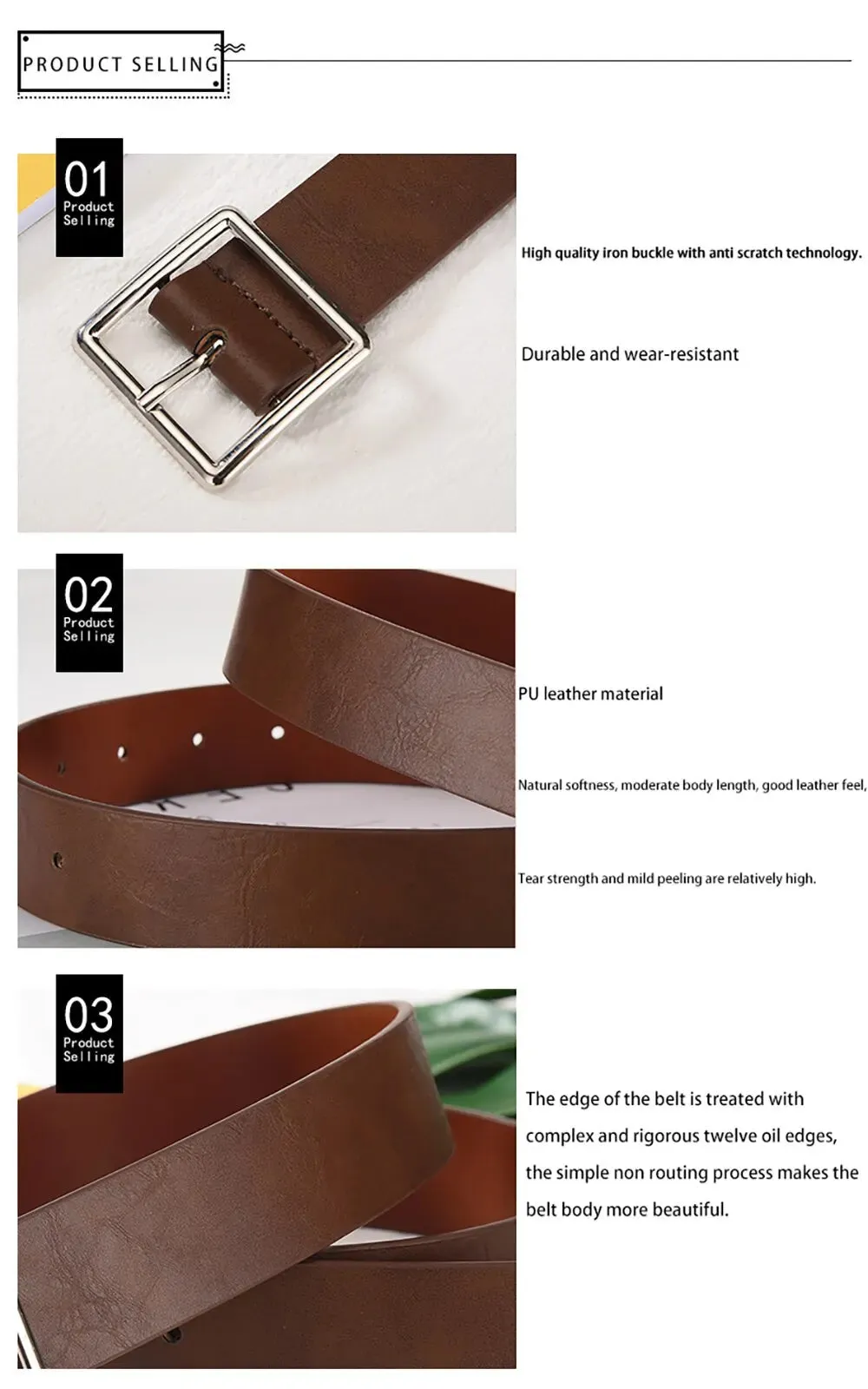 2023 Women'S Belt Soft Pu Leather Belt Square Buckle Pin Buckle Jeans Black Belt Chic Luxury Brand Fancy Vintage Strap Female