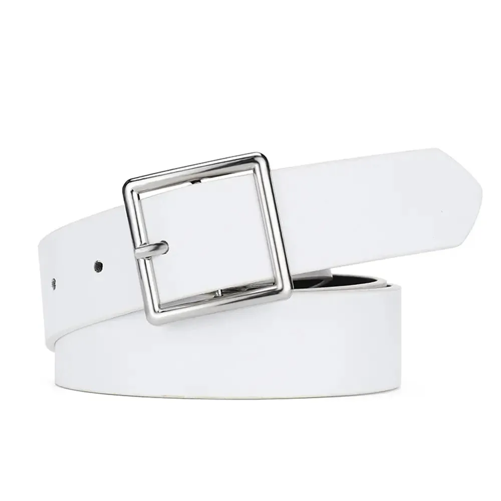 2023 Women'S Belt Soft Pu Leather Belt Square Buckle Pin Buckle Jeans Black Belt Chic Luxury Brand Fancy Vintage Strap Female