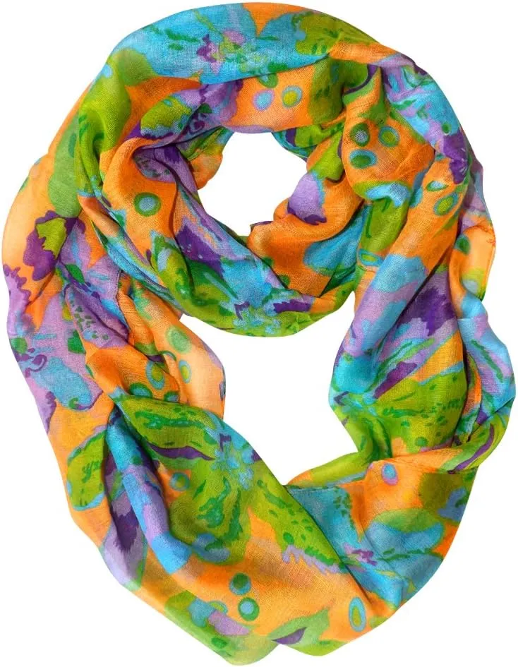 Abstract Colorful Tropical Hibiscus Flower Infinity Loop Scarf Orange