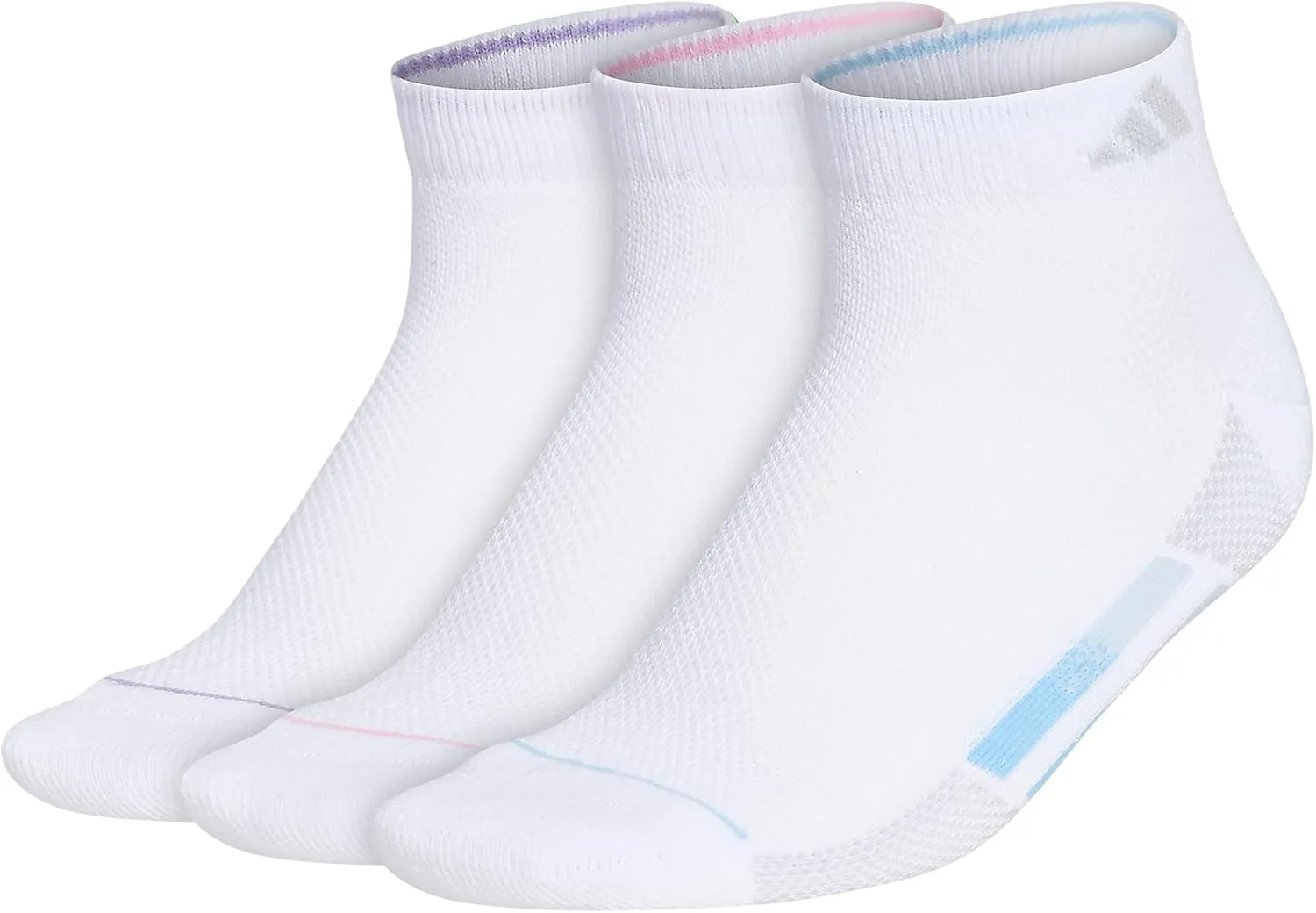adidas Women's Superlite Stripe 3.0 Low Cut Socks (3-Pair) Athletic Fit with Arch Compression