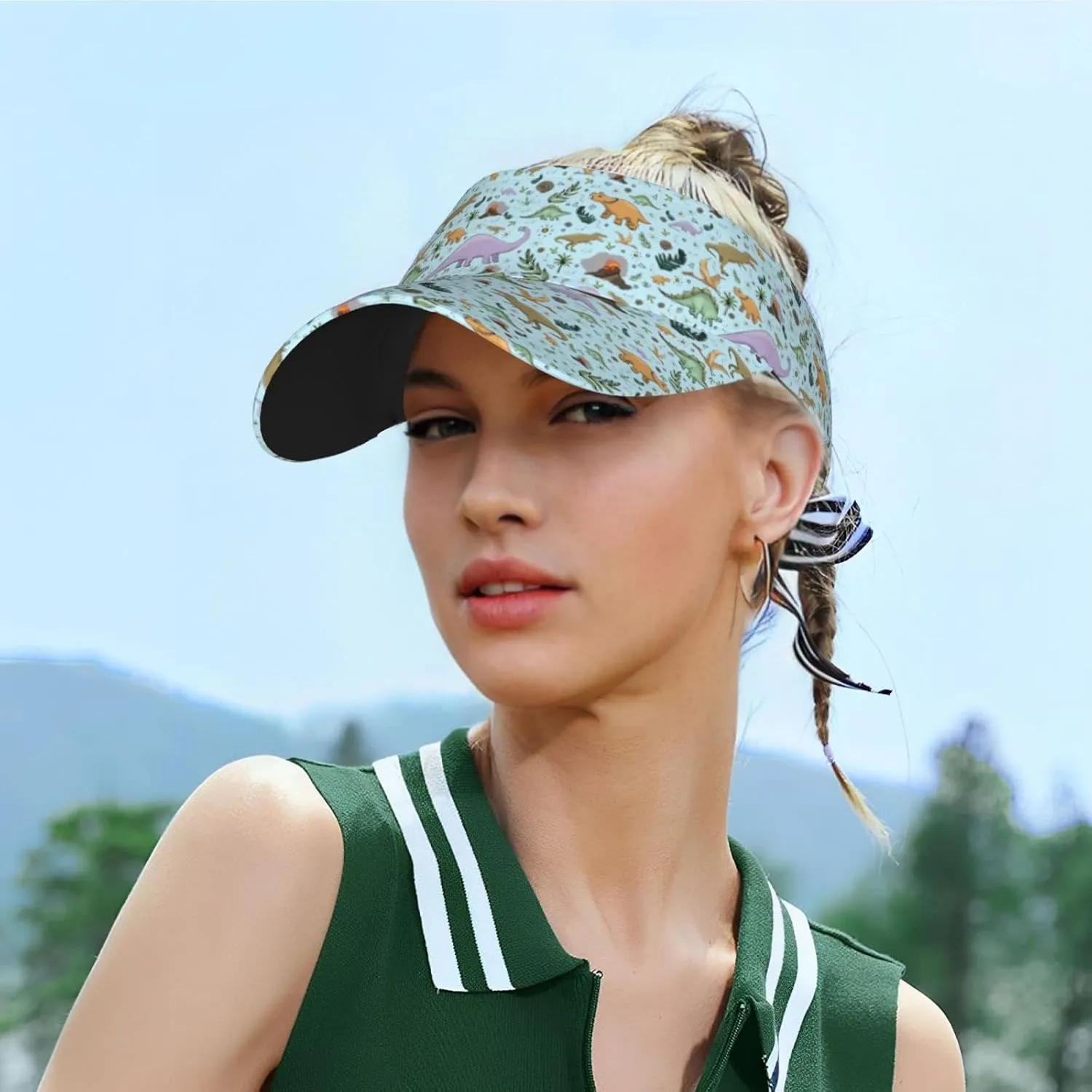 Animal Dinosaur Hat Sun Visor for Women Dinosaur Wide Brim Beach Hats Women Foldable Summer Sun Hats Women