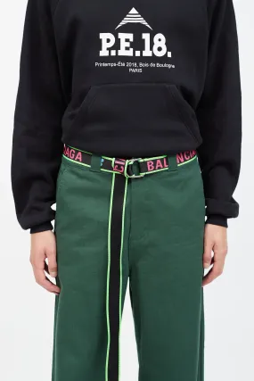 Black & Neon Pink Woven Logo Belt
