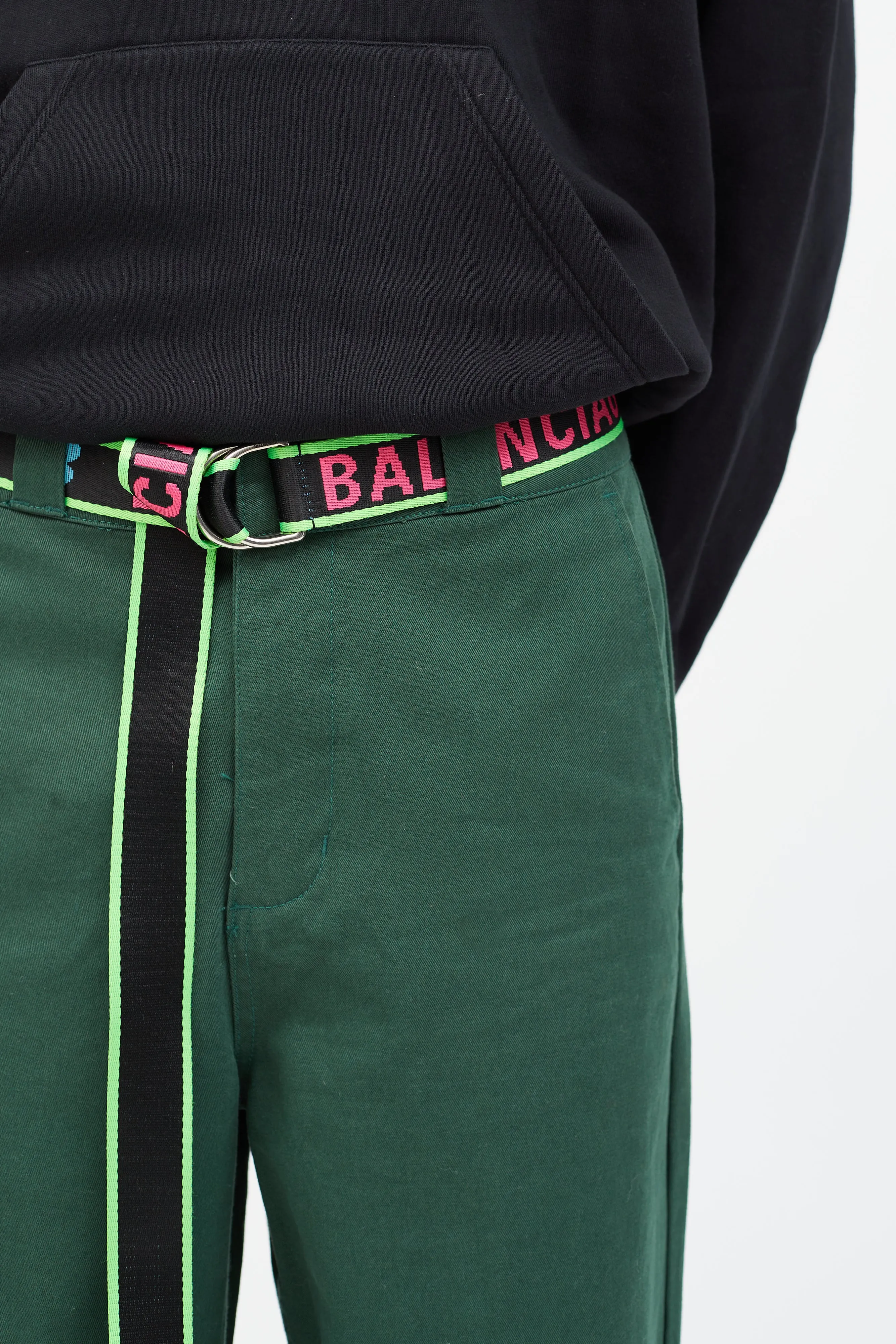 Black & Neon Pink Woven Logo Belt