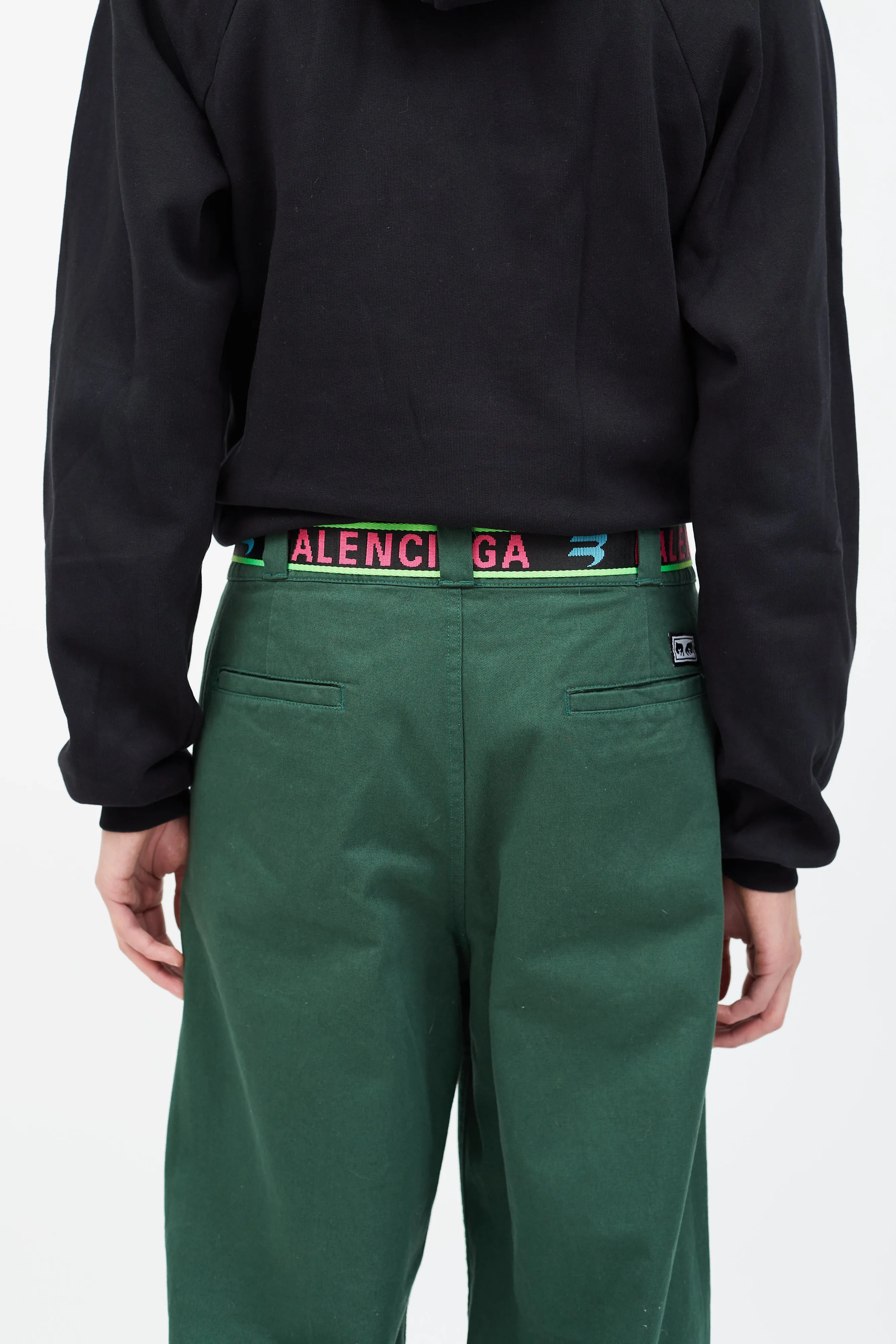 Black & Neon Pink Woven Logo Belt