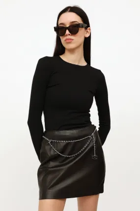Black and Silver Chain CC Belt