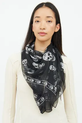 Black Skull Print Scarf