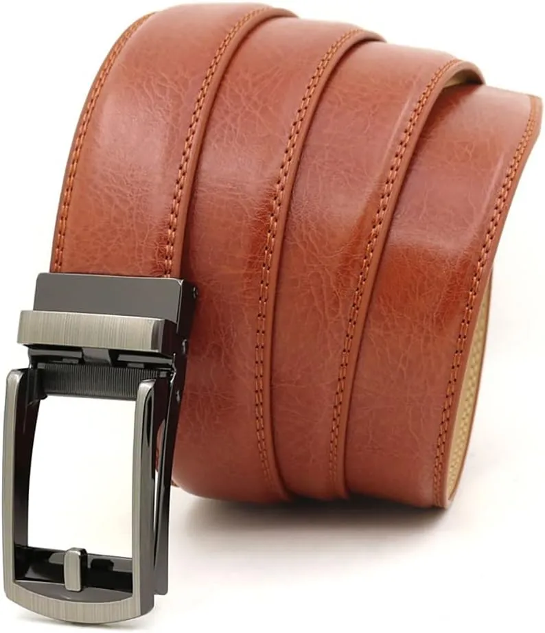 Comfort Click Belts for Men,Business Casual Belt with Automatic Buckle,Genuine Leather Dress Belts for Office