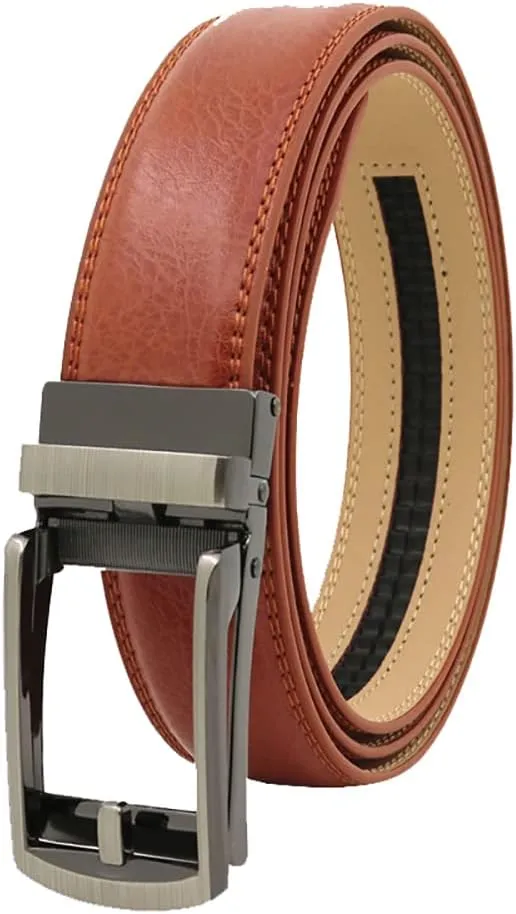 Comfort Click Belts for Men,Business Casual Belt with Automatic Buckle,Genuine Leather Dress Belts for Office