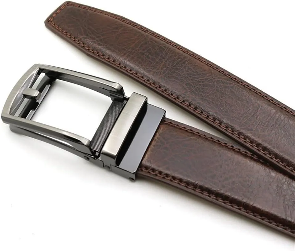 Comfort Click Belts for Men,Business Casual Belt with Automatic Buckle,Genuine Leather Dress Belts for Office