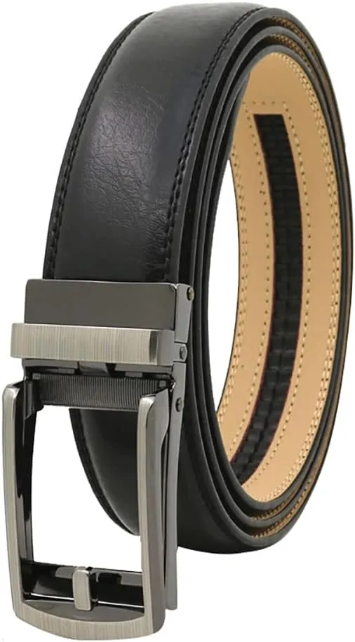 Comfort Click Belts for Men,Business Casual Belt with Automatic Buckle,Genuine Leather Dress Belts for Office