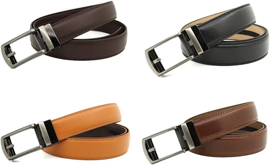 Comfort Click Belts for Men,Business Casual Belt with Automatic Buckle,Genuine Leather Dress Belts for Office
