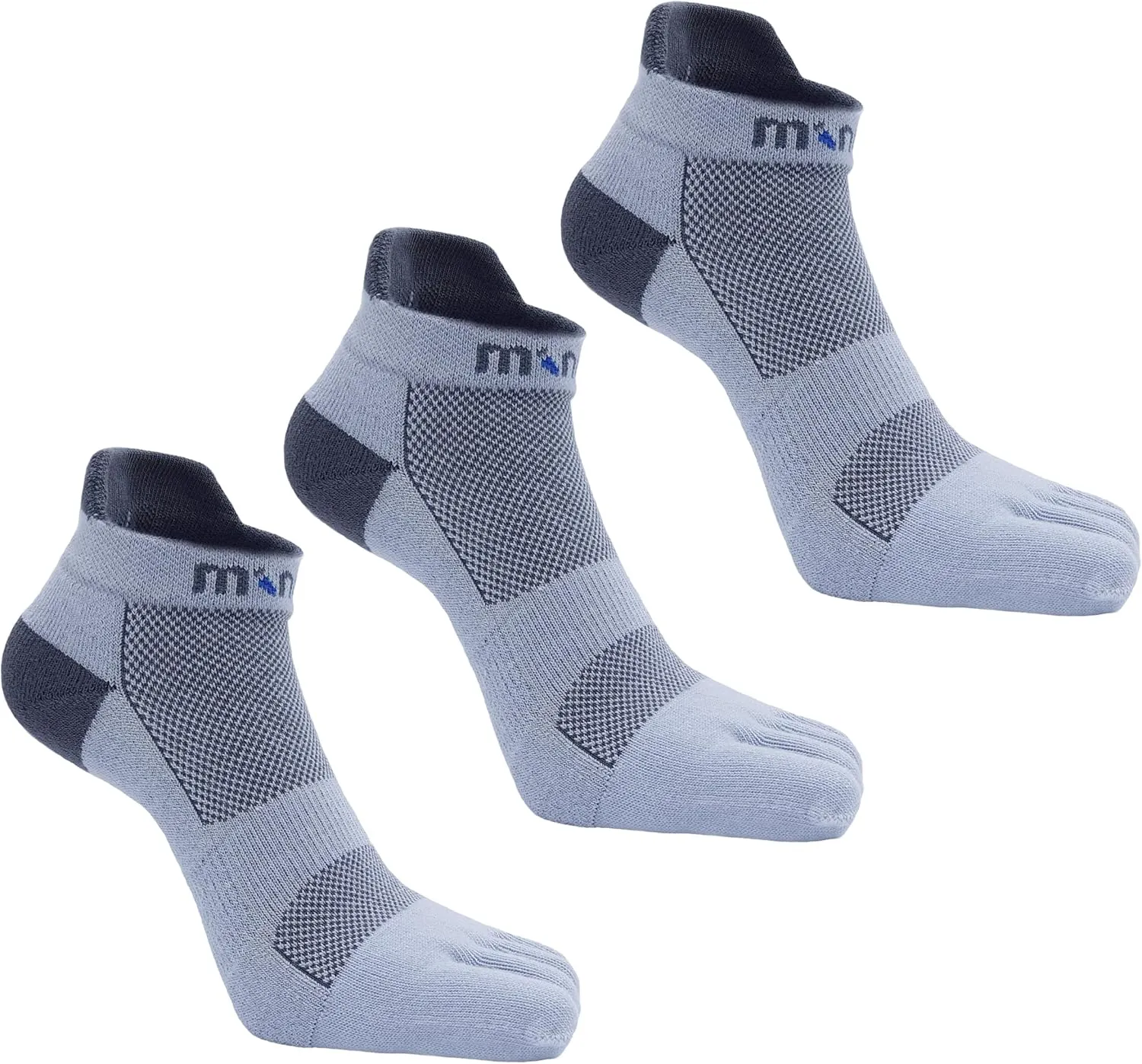 Coolmax No-Show Midweight Toe Socks for Running and Hiking with Cushion and Mesh for Men and Women