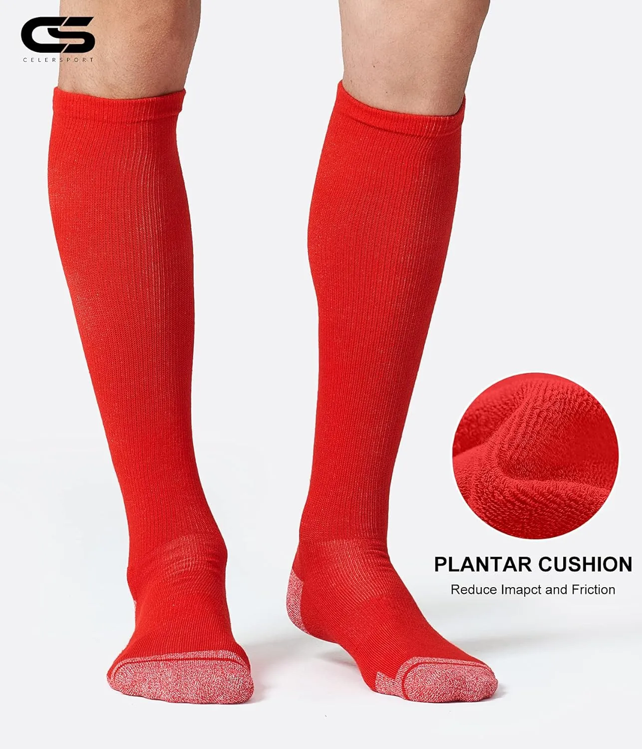 CS CELERSPORT 2/3 Pack Baseball Softball Soccer Socks Knee High Over the Calf Sports Tube Socks