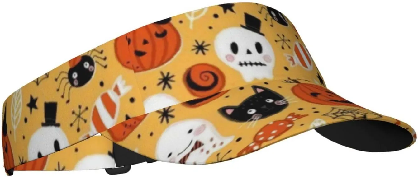 Cute Halloween Hats Cute Pumpkin Sport Sun Visor Hats Adjustable Empty Top Baseball Cap Sun Hat for Women Men