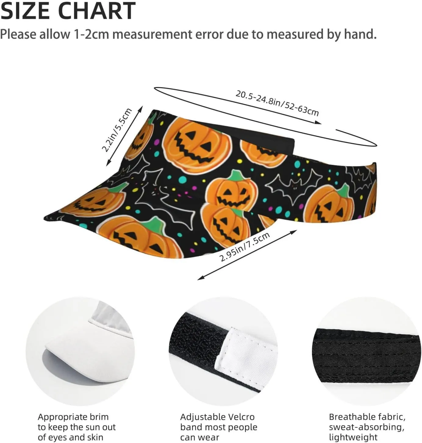 Cute Halloween Hats Cute Pumpkin Sport Sun Visor Hats Adjustable Empty Top Baseball Cap Sun Hat for Women Men