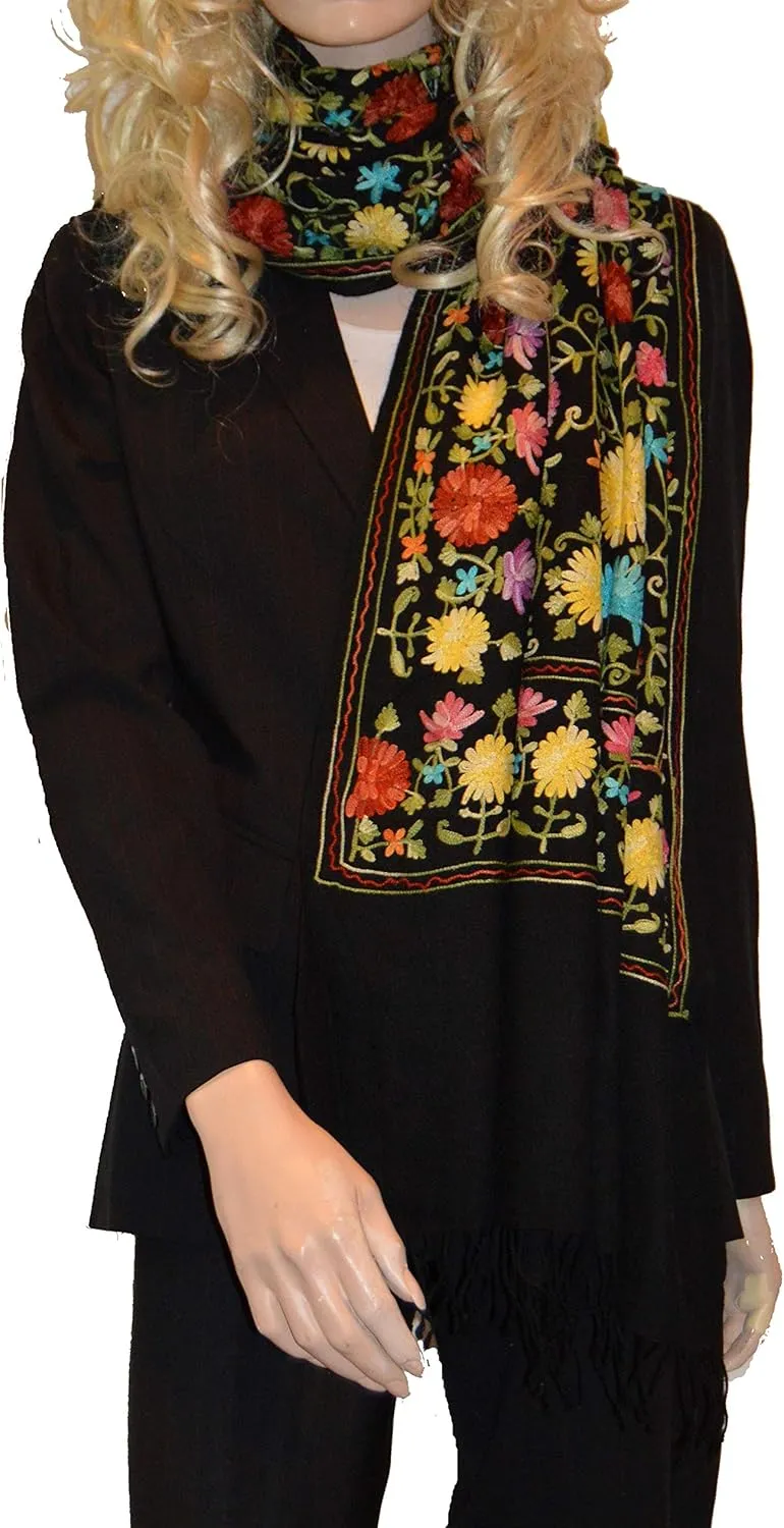 Embroidery Shawl/Crewel Embroidery Shawl/Embroidery Scarf/Sequin Scarf/Shawl