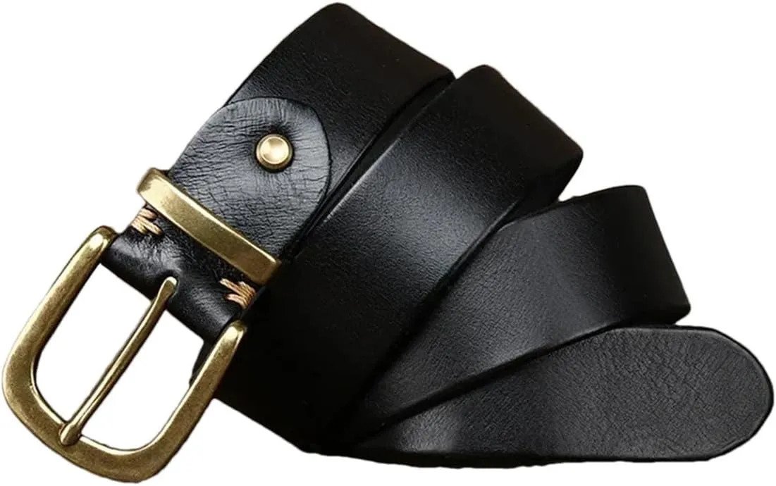 Fashion Design 3.8CM Genuine Leather Belt For Men Copper Buckle Jeans Cowskin Casual Belts Cowboy Waistband