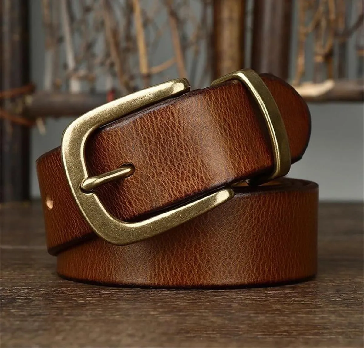 Fashion Design 3.8CM Genuine Leather Belt For Men Copper Buckle Jeans Cowskin Casual Belts Cowboy Waistband