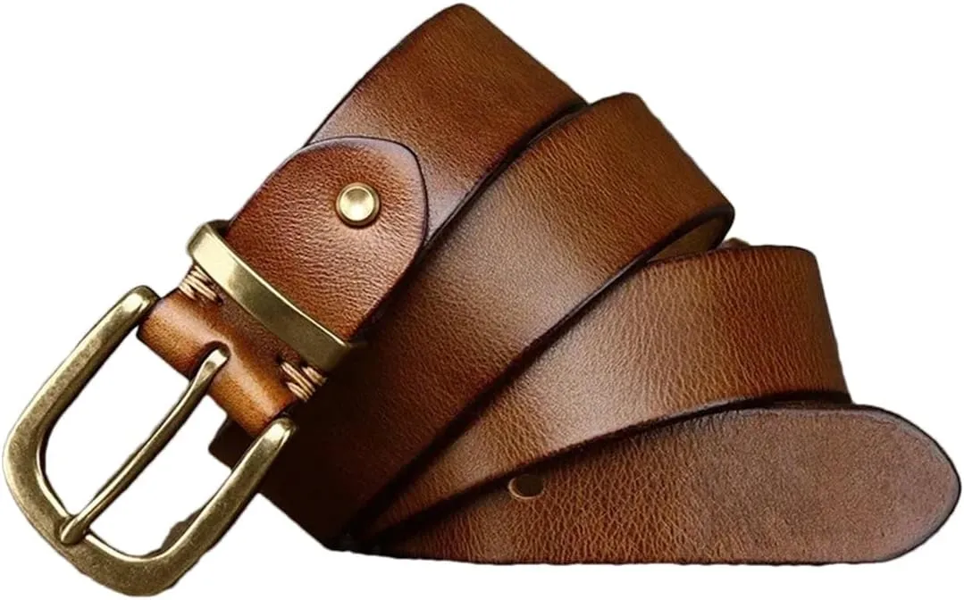Fashion Design 3.8CM Genuine Leather Belt For Men Copper Buckle Jeans Cowskin Casual Belts Cowboy Waistband
