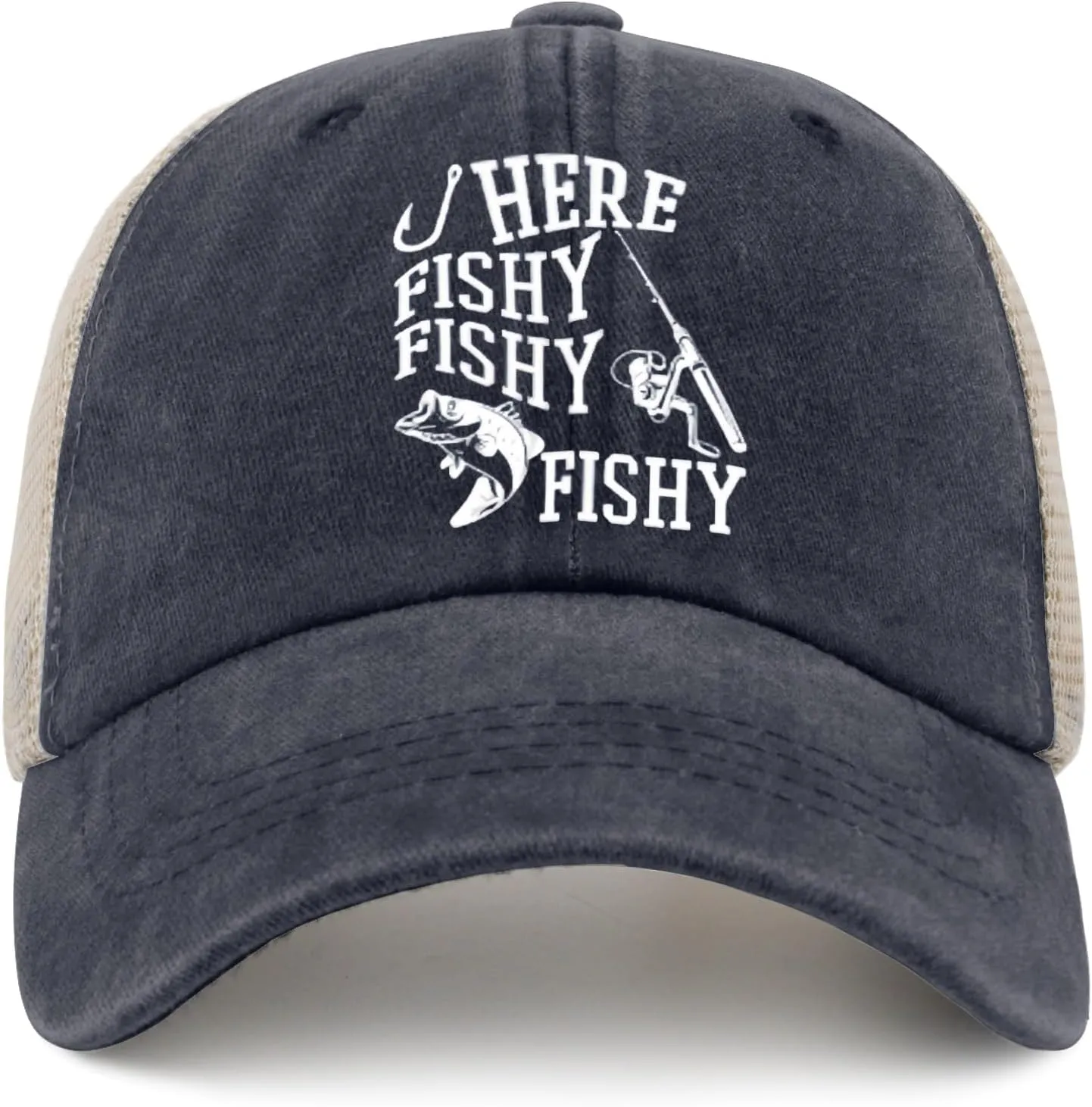 Fishing Here Fishy Fishy Fishy Trucker Hat Women's Hats & Caps Mens Caps Gifts for Men Golf Cap