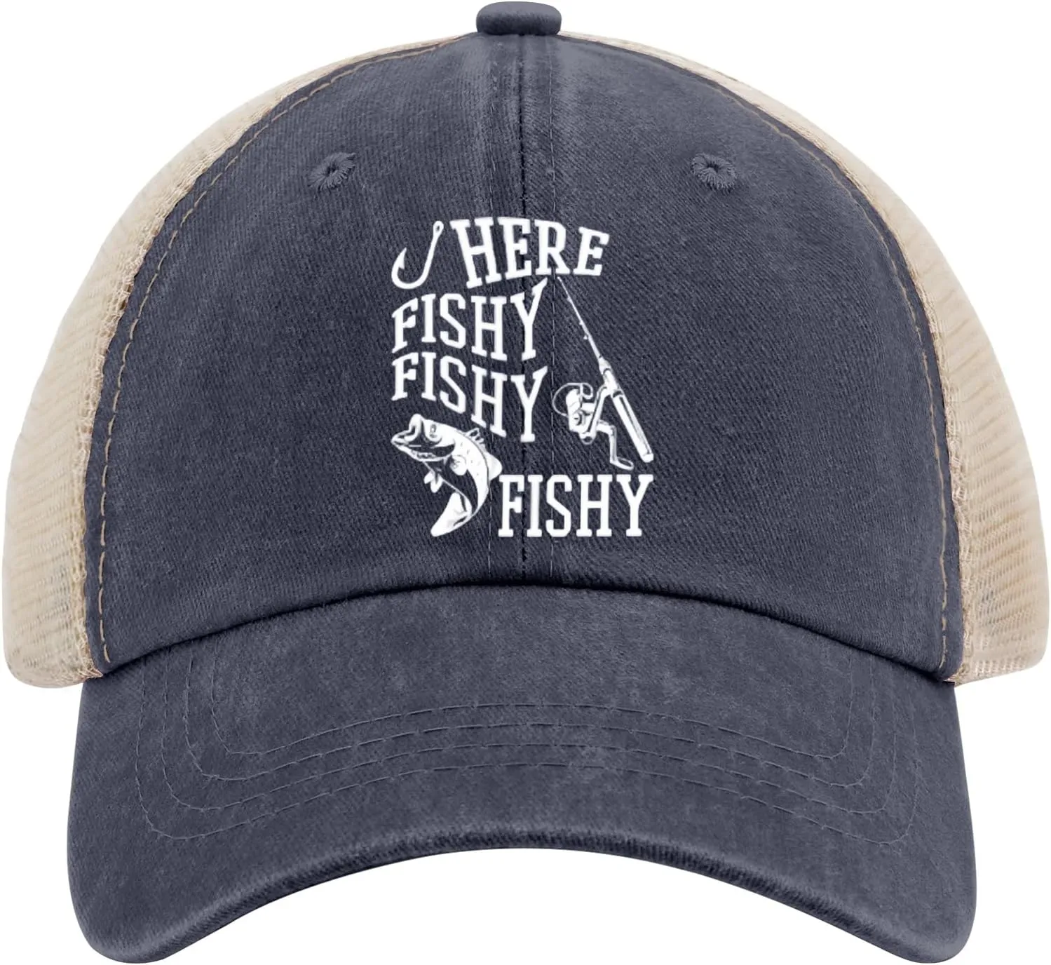 Fishing Here Fishy Fishy Fishy Trucker Hat Women's Hats & Caps Mens Caps Gifts for Men Golf Cap