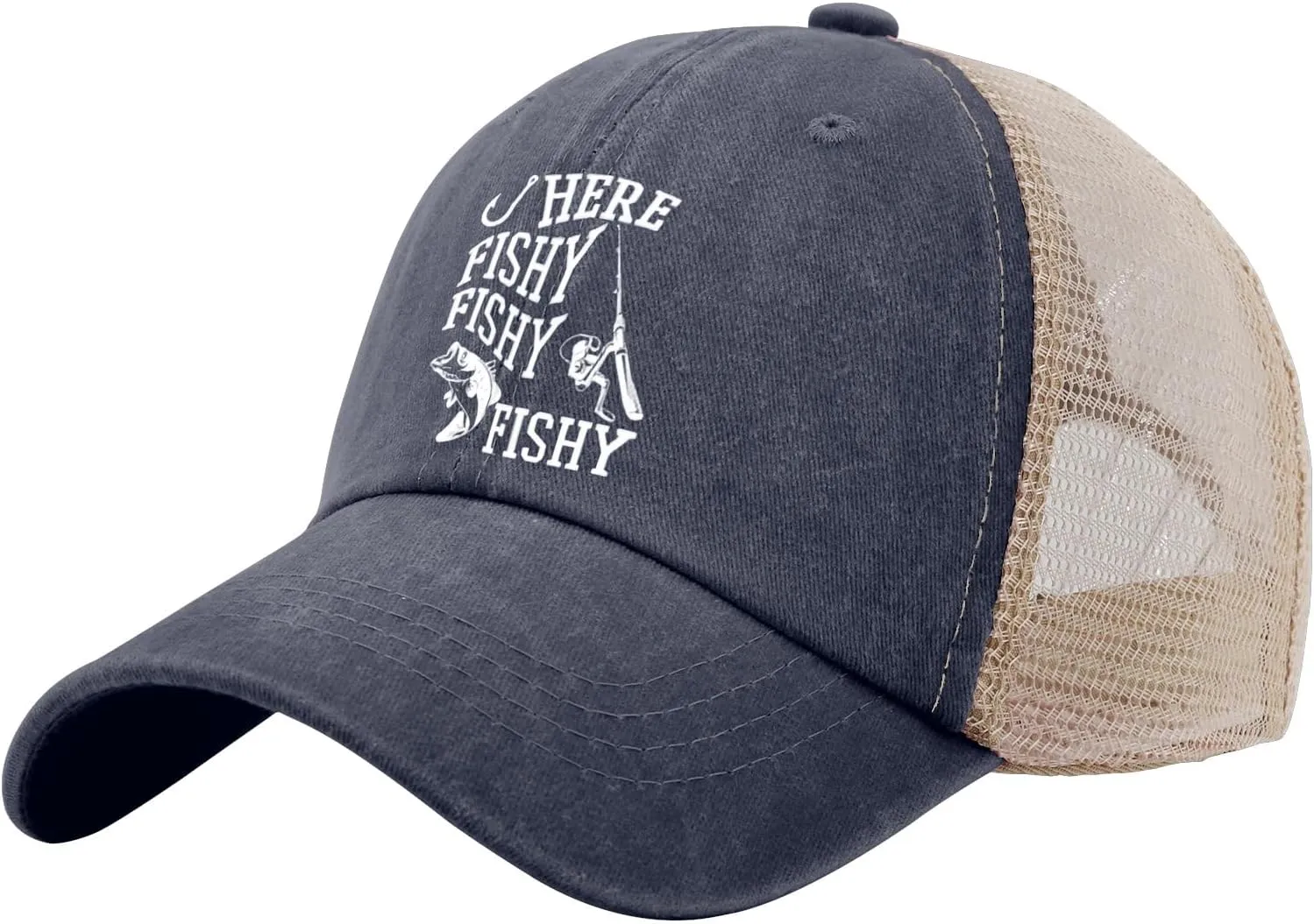 Fishing Here Fishy Fishy Fishy Trucker Hat Women's Hats & Caps Mens Caps Gifts for Men Golf Cap