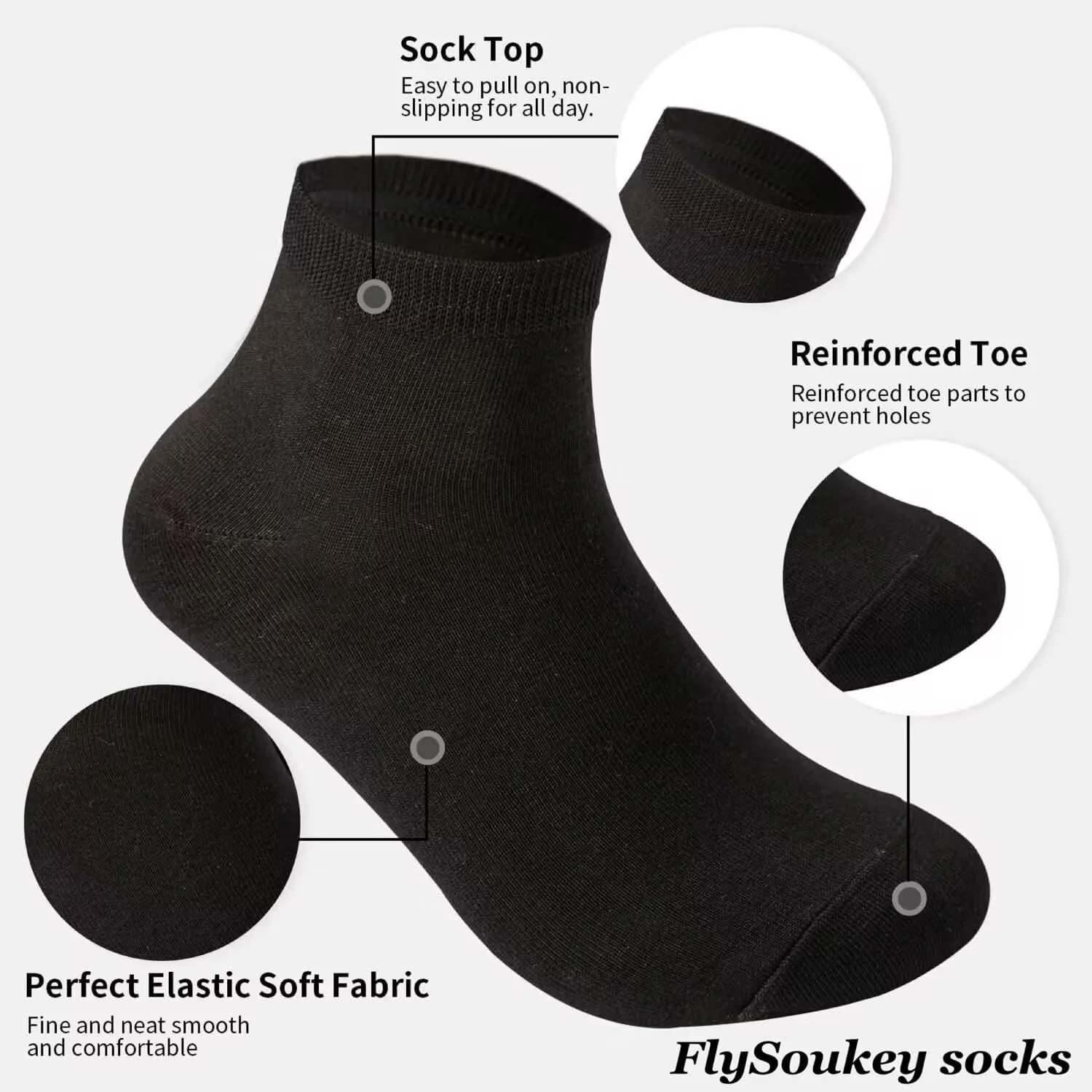 FIySoukey 6 Pairs Unisex Athletic Ankle Quarter Socks Sports Running Casual Outdoor Crew Socks for Men's & Women's
