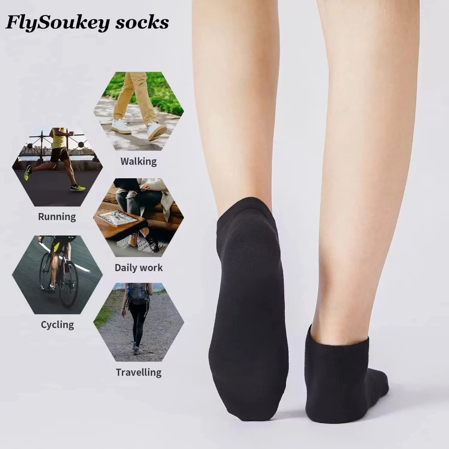 FIySoukey 6 Pairs Unisex Athletic Ankle Quarter Socks Sports Running Casual Outdoor Crew Socks for Men's & Women's