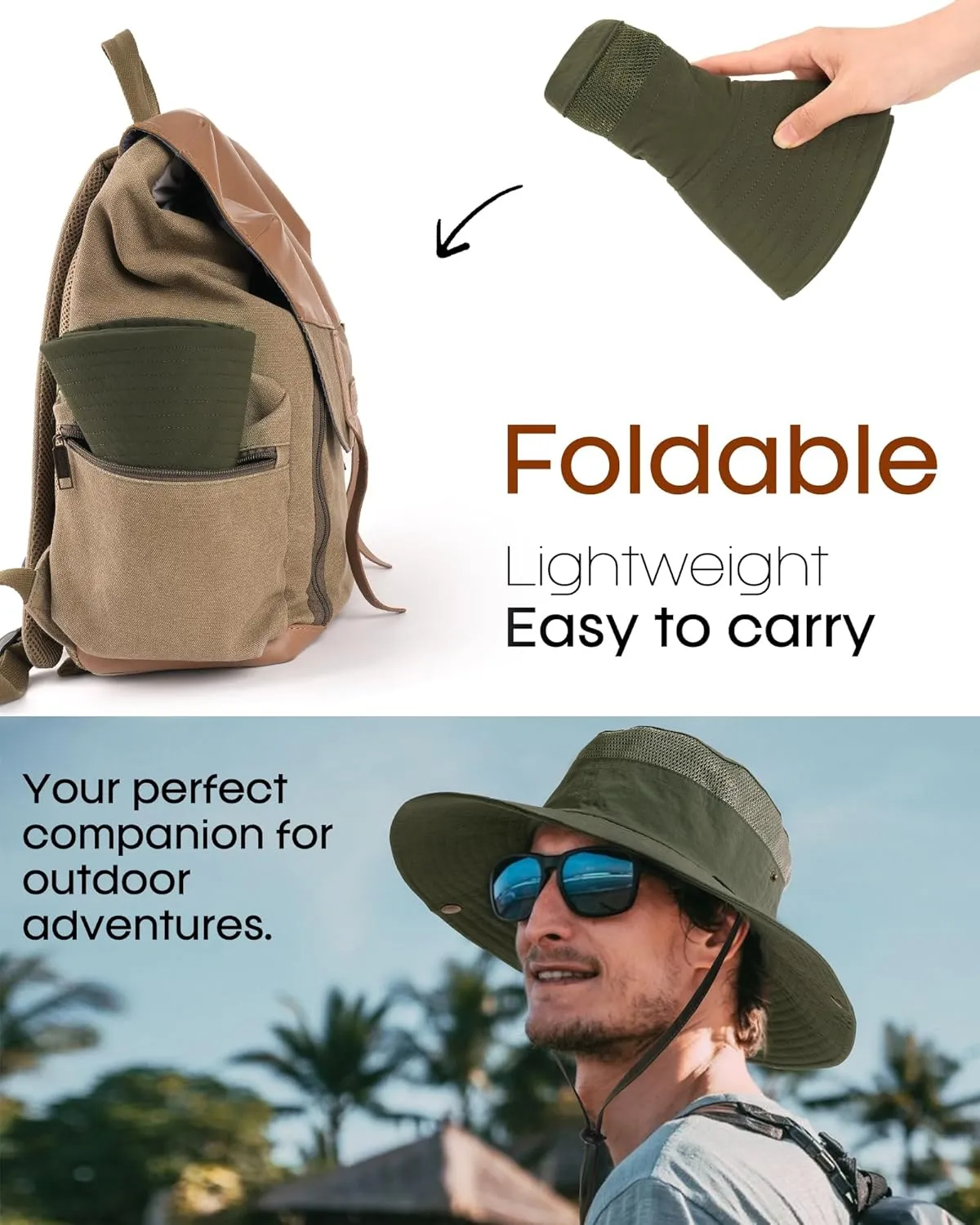 FURTALK Sun Hats for Men Women Fishing Hat UPF 80  Breathable Wide Brim Hiking Summer UV Protection Bucket Hats