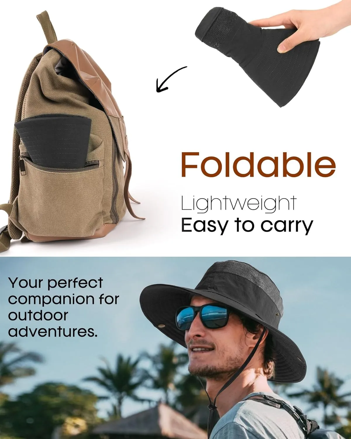 FURTALK Sun Hats for Men Women Fishing Hat UPF 80  Breathable Wide Brim Hiking Summer UV Protection Bucket Hats