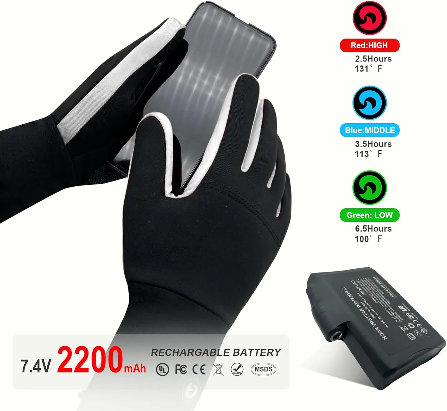 Heated Glove Liners for Men & Women - Electric Heated Arthritis & Raynaud's Gloves for Winter