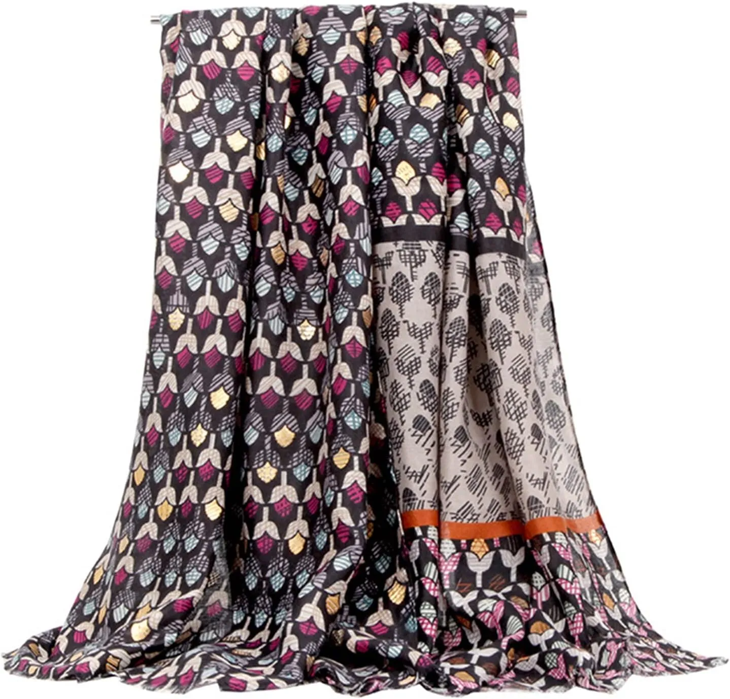 Insun Women's Flower Print Faux Cashmere Ultra Soft Scarves Long Cotton Blend Scarves Neck Winter Wraps 35.4"x70.9"