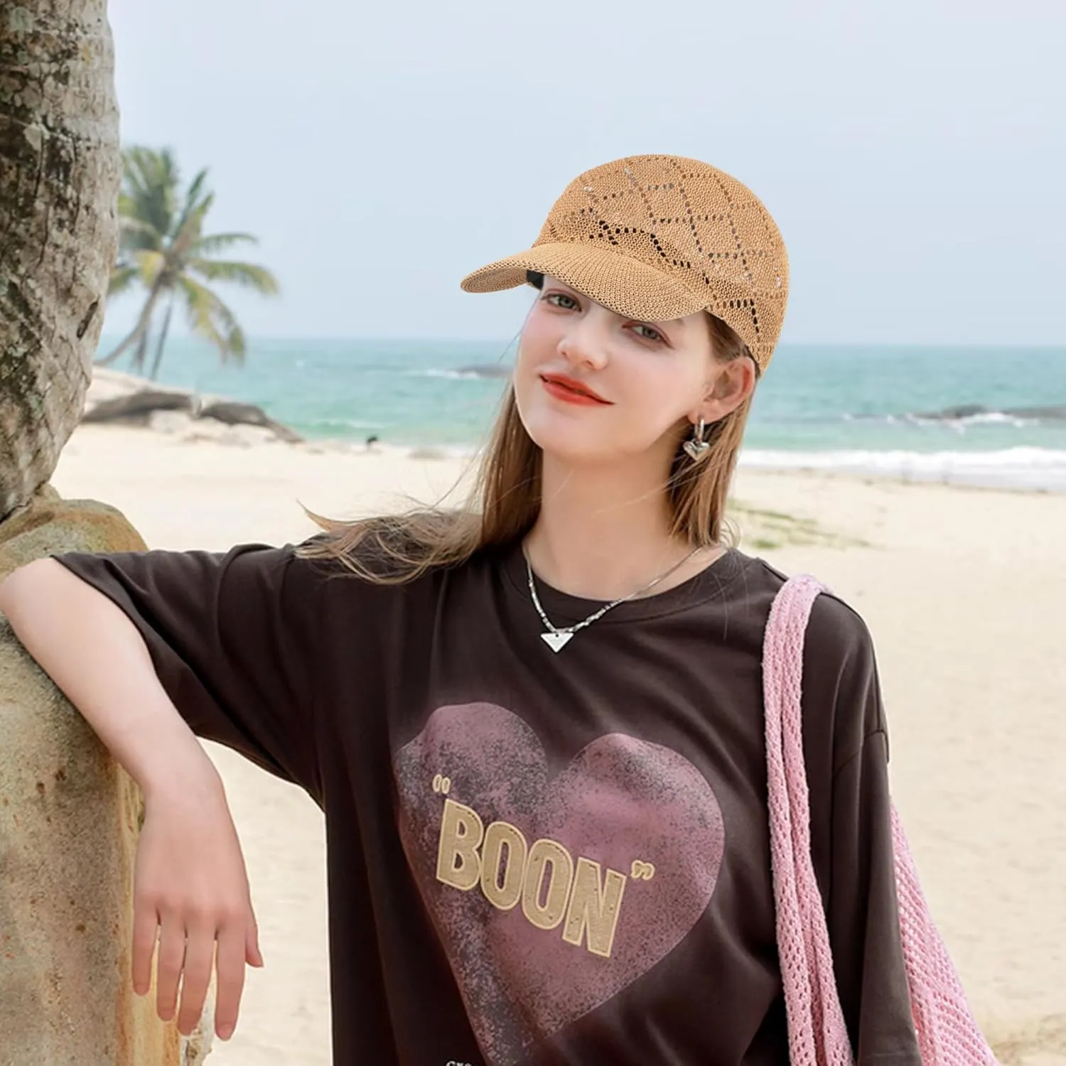 LABANCA Women Knitting Mesh Baseball Caps Summer Hollow Yarn Trucker Hats Crochet Breathable Outdoor Baseball Hats