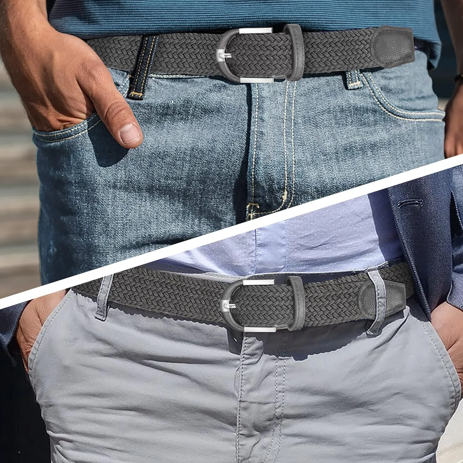 Marino Stretch Belts for Men - Golf Woven Stretch Belt - Gift Box