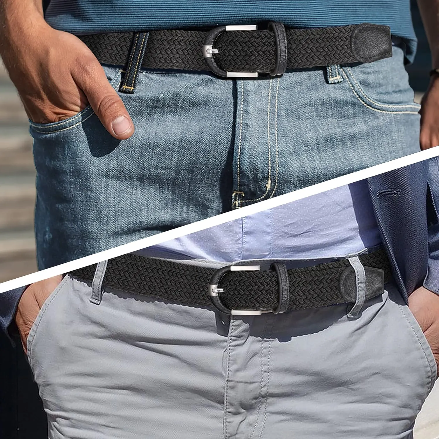 Marino Stretch Belts for Men - Golf Woven Stretch Belt - Gift Box