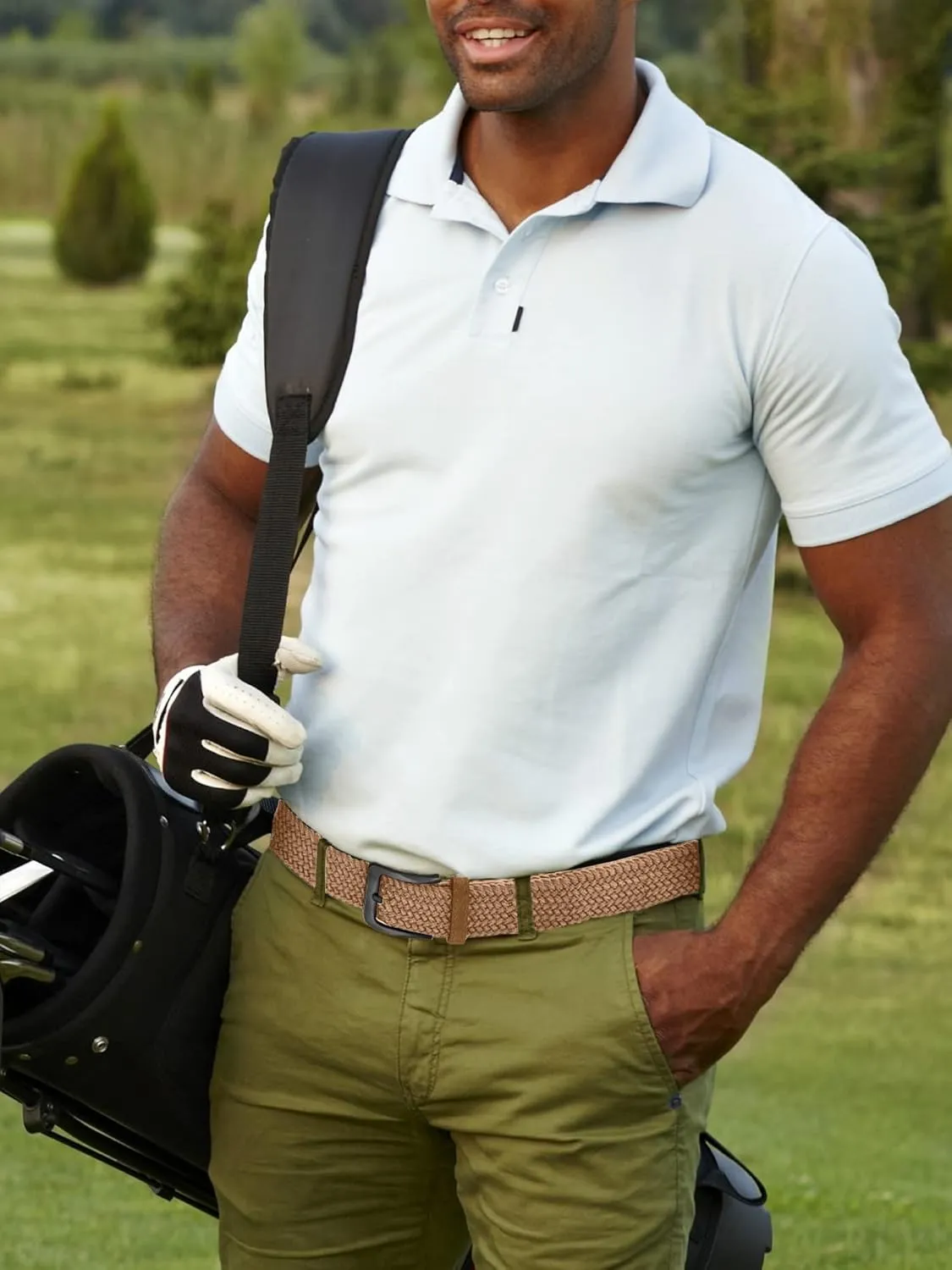 Marino Stretch Belts for Men - Golf Woven Stretch Belt - Gift Box
