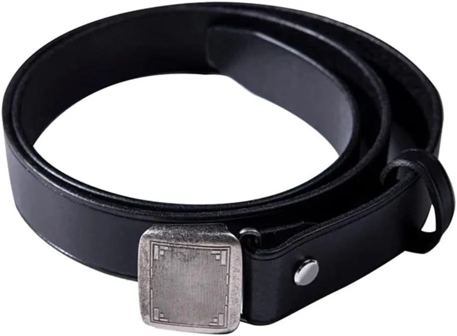 Men Red Genuine Leather Slide Belt With Vintage Brass Buckle For Casual Dress Pants