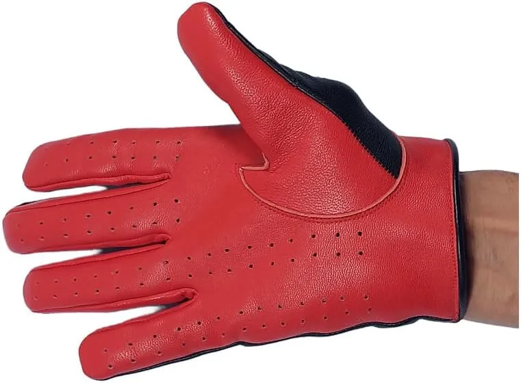 Men's Genuine Leather Driving Gloves with Knuckle Holes