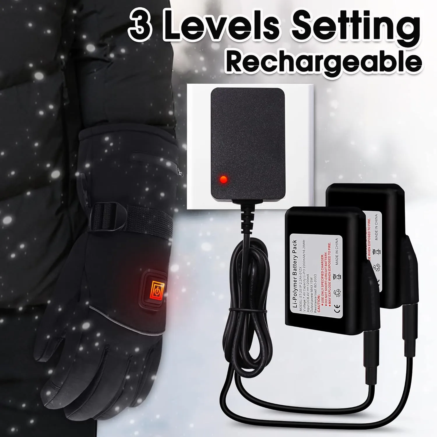 Men's Heated Gloves - Rechargeable Battery Powered Winter Warmers, Touchscreen, Ski, Electric, Waterproof Heating Gloves for Arthritis, Cold Weather