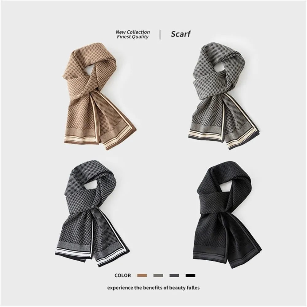 Men's Knit Scarf Cold Weather Scarves Neck Wrap Cosy Soft Winter Men Soft Classic Plaid Scarves Gifts For Men
