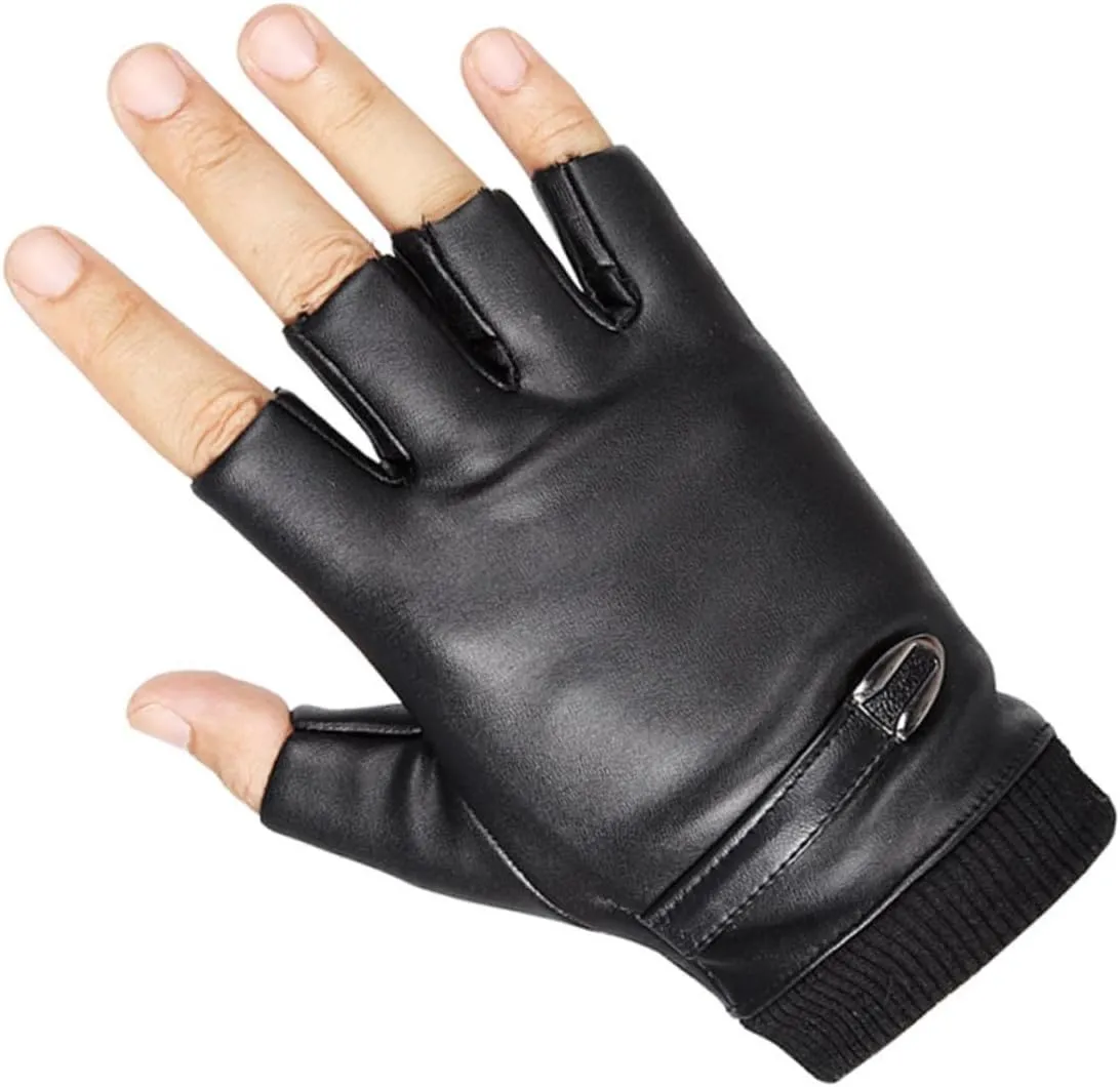 NOLITOY Elastic Band Windproof Gloves Thin Fleece Gloves Half Finger Design Unisex for Winter Riding Cycling and Outdoor Activities