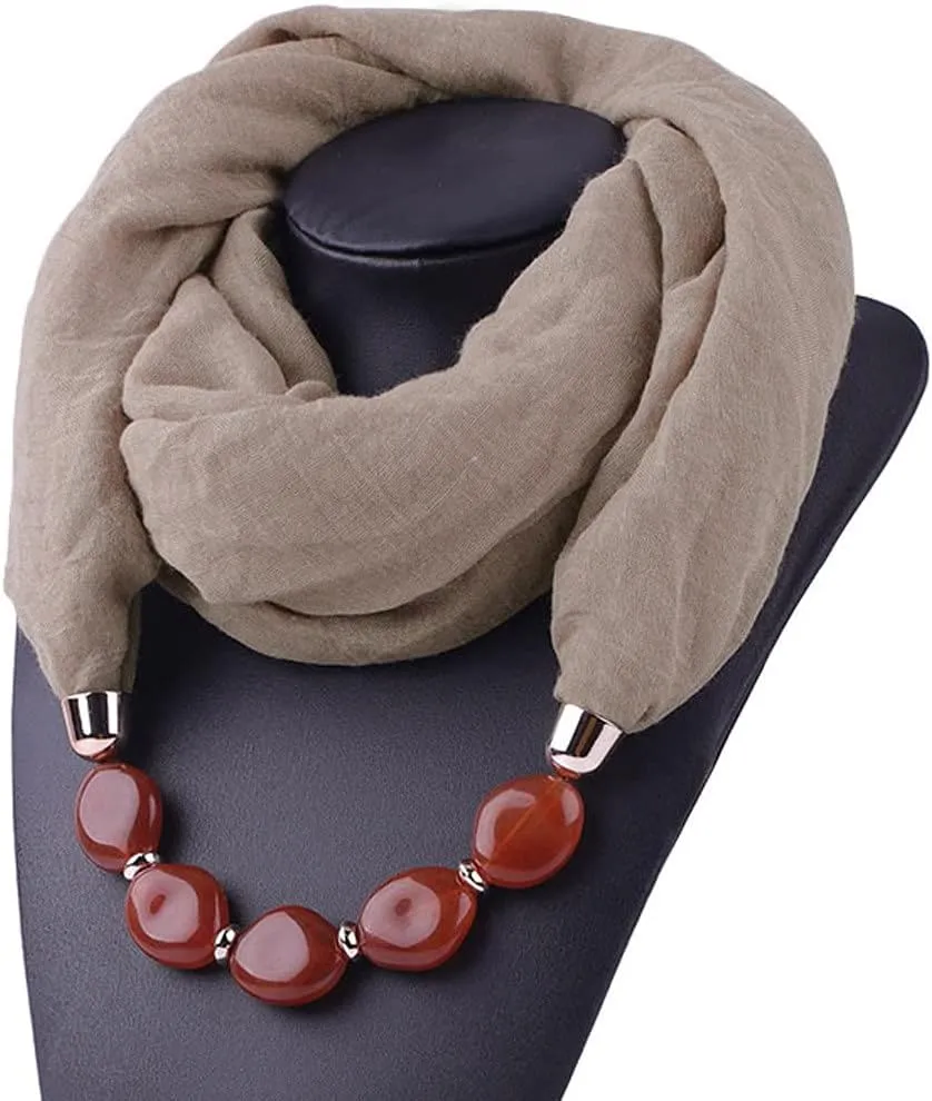Oplxuo Vintage Ethnic Women's Scarf Cotton Linen Necklace Pendant Ethnic Style Soft Necklace Scarves Cotton Neck Fall Shawls