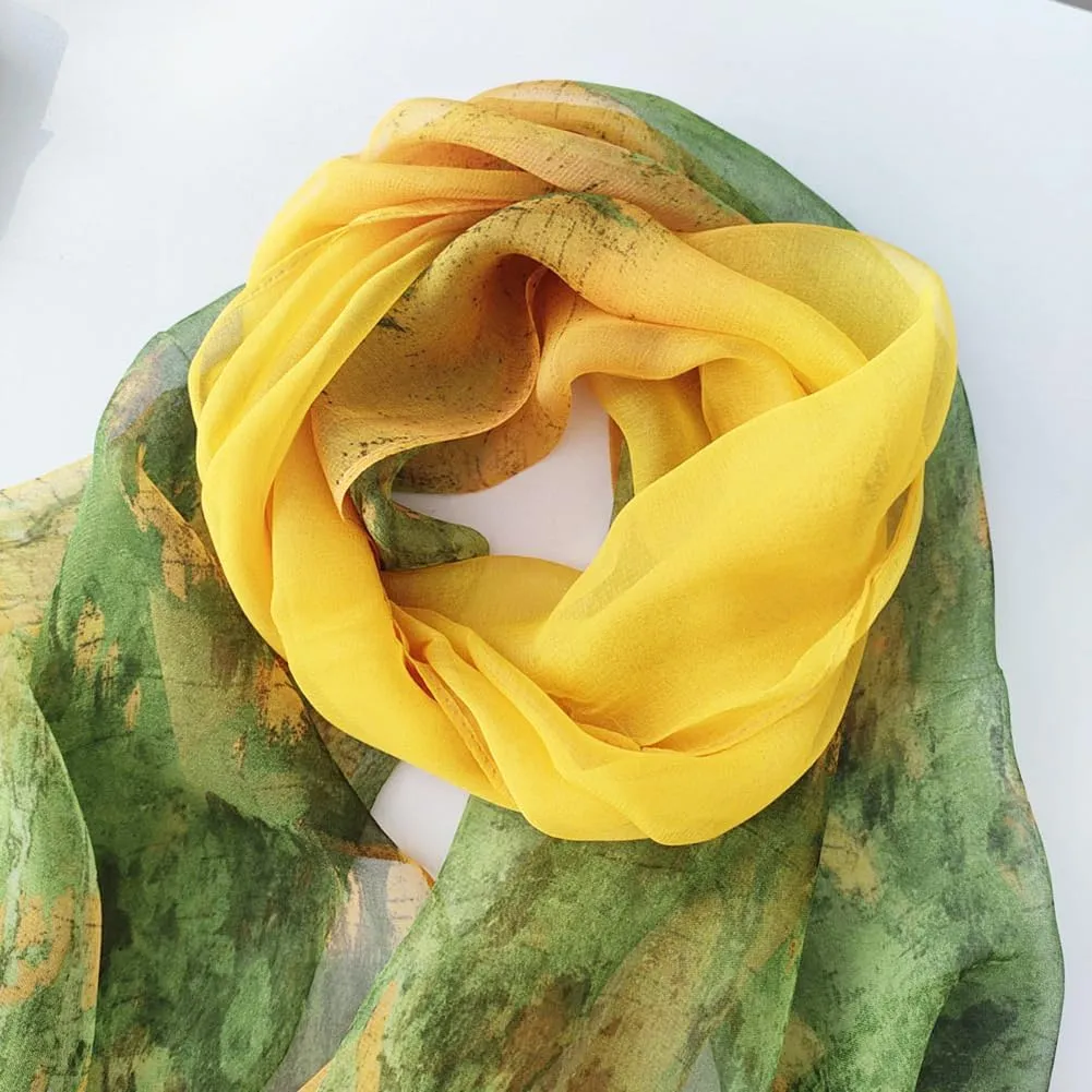 Pokeedioty Scarfs for Women Lightweight Fashion Scarves Elegant Floral Pattern Sheer Scarfs Sunscreen Shawls Wraps
