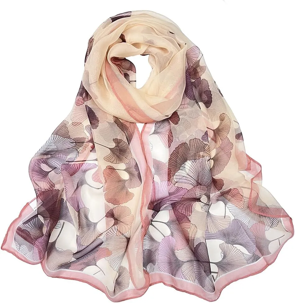 Pokeedioty Scarfs for Women Lightweight Fashion Scarves Elegant Floral Pattern Sheer Scarfs Sunscreen Shawls Wraps