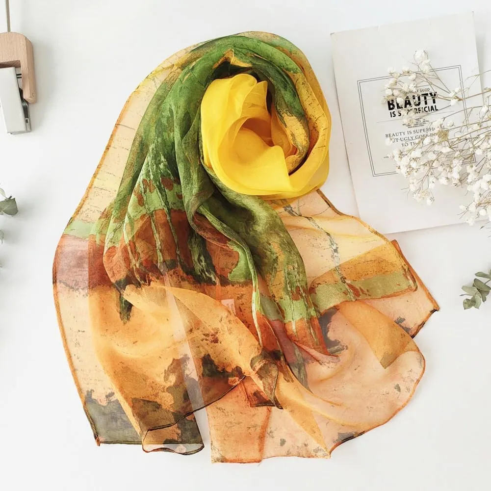 Pokeedioty Scarfs for Women Lightweight Fashion Scarves Elegant Floral Pattern Sheer Scarfs Sunscreen Shawls Wraps