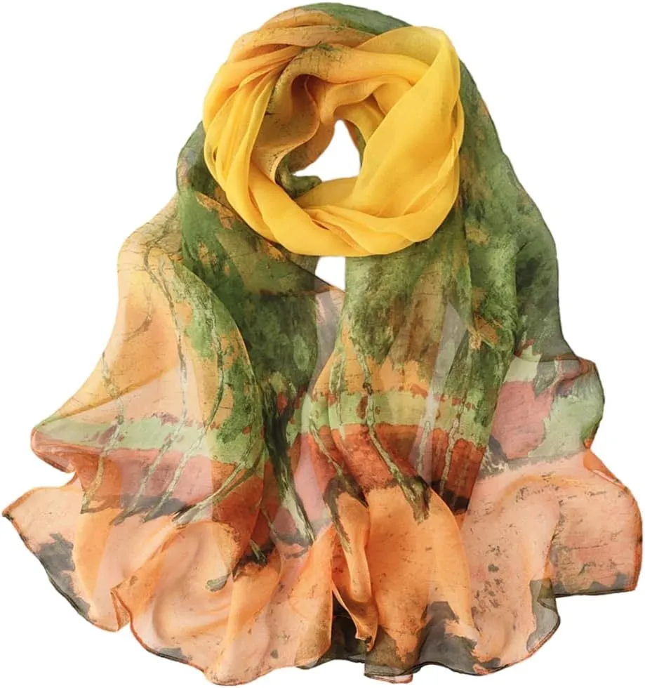 Pokeedioty Scarfs for Women Lightweight Fashion Scarves Elegant Floral Pattern Sheer Scarfs Sunscreen Shawls Wraps