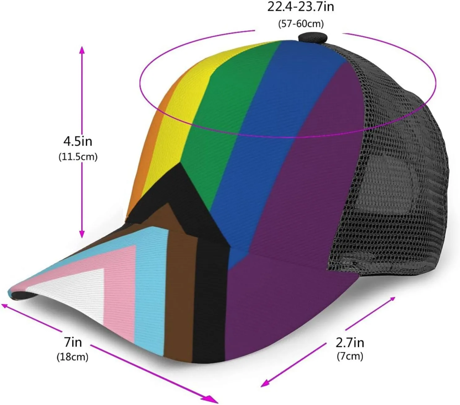 Rainbow Pride LGBT Gay Pride Sun Baseball Hats Adjustable Baseball Sun Cap Hats for Men Women