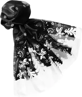 Reindeer Snowman Border Print Christmas Holiday Scarves with Gift Box Option